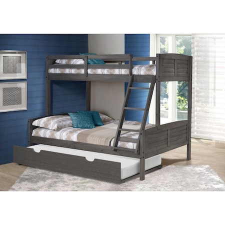 Convenience Concepts PD-2012TFAG-503 Twin Over Full Louver Bunk Bed with Twin Trundle - Antique Grey HI2484081